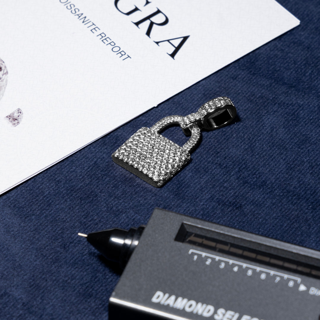 Padlock Pendant - Moissanite & S925