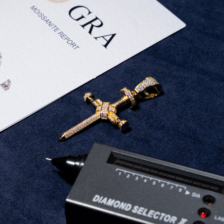 Nail Cross Pendant - Moissanite & S925
