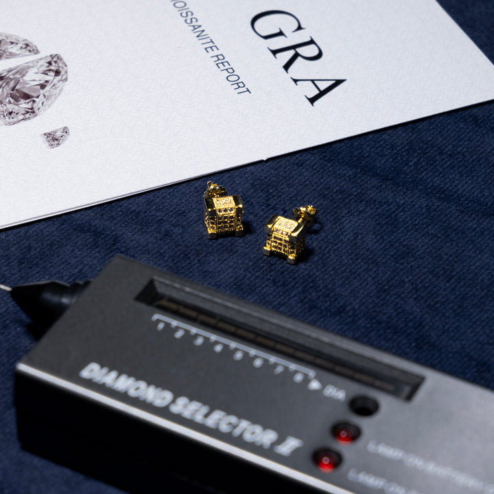 Square Cluster Earrings - Moissanite & S925
