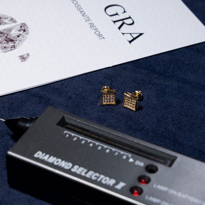 Square Earrings - Moissanite & S925