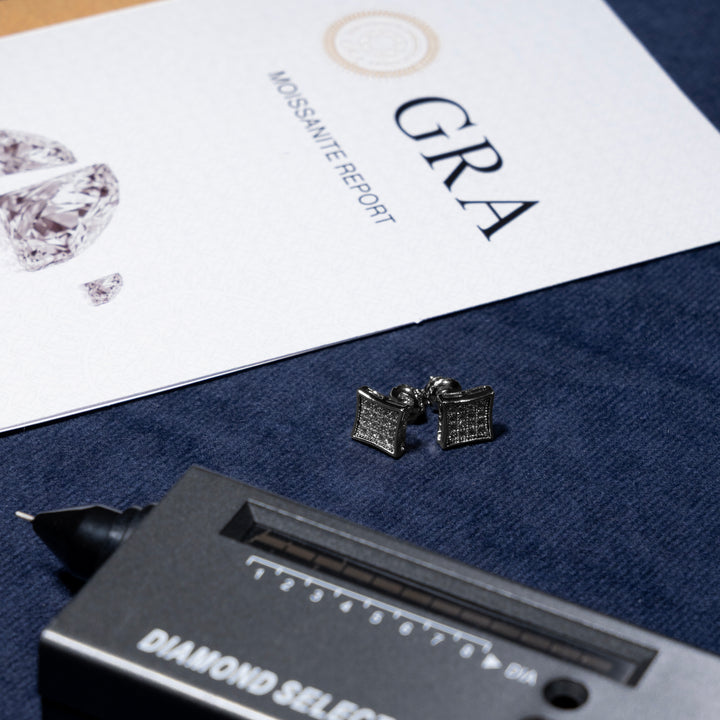 Square Earrings - Moissanite & S925