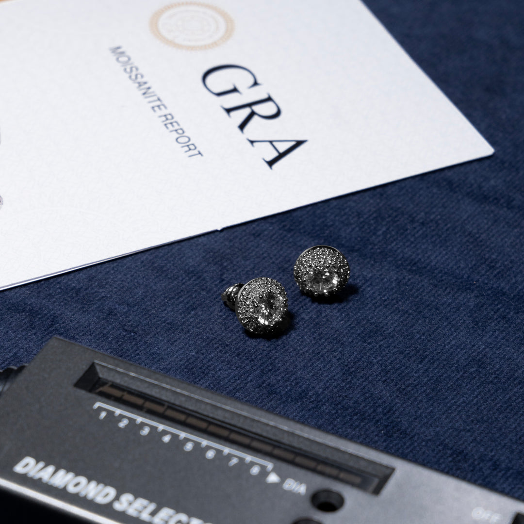Double Halo Earrings - Moissanite & S925