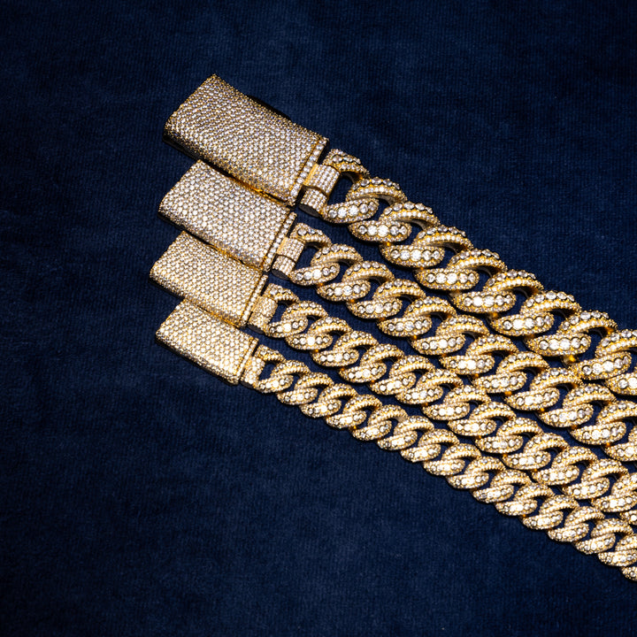 13-20MM Micro Pave Cuban Chain - Moissanite & S925