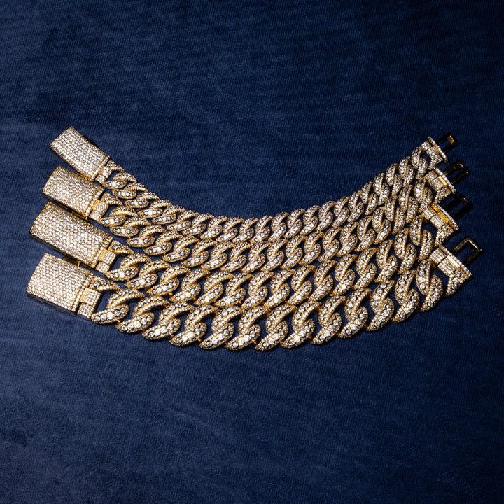 13-20MM Micro Pave Cuban Bracelet - Moissanite & S925