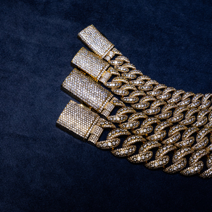 13-20MM Micro Pave Cuban Bracelet - Moissanite & S925