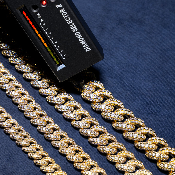 13-20MM Micro Pave Cuban Chain - Moissanite & S925
