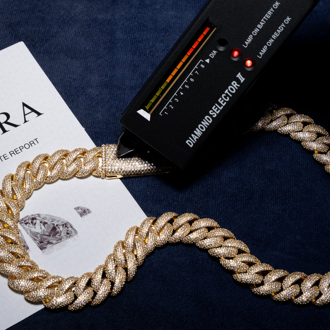 16MM Micro-Pave Cuban Chain - Moissanite & S925