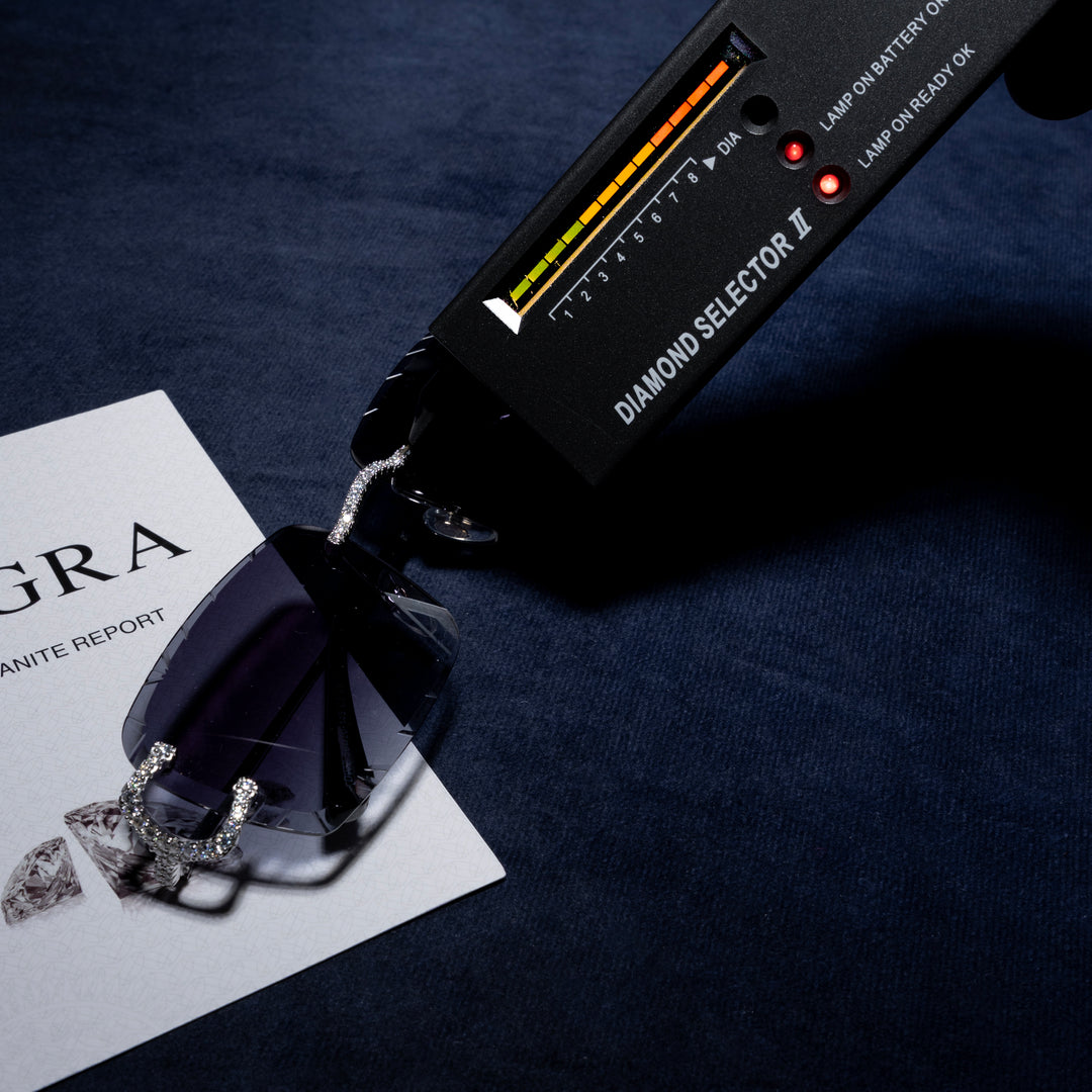 Gray Lens Rimless Iced Glasses - Moissanite & S925