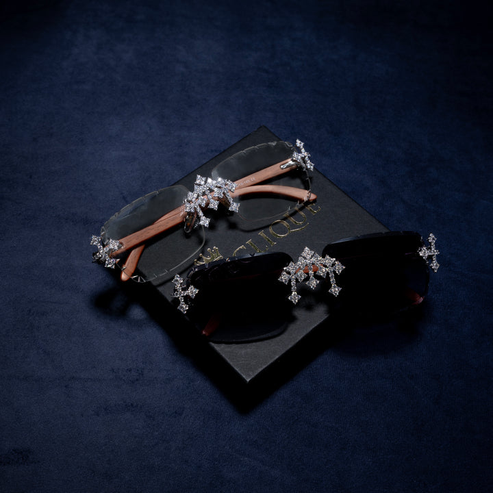 Rimless Cross Glasses - Moissanite & S925