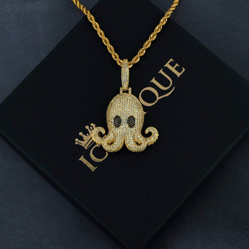 Iced Octopus Pendant w/ a Free Rope Chain - ICECLIQUE JEWELRY 