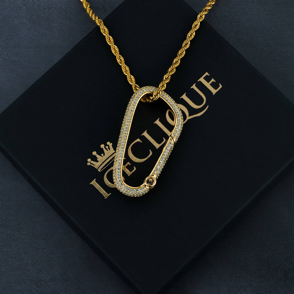 Iced Carabiner Pendant - ICECLIQUE JEWELRY 