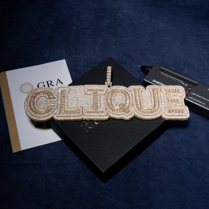 Custom Baguette Letter Pendant - Moissanite & S925