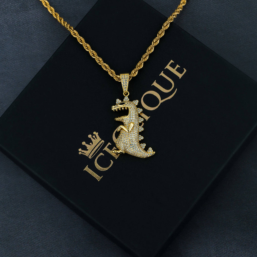 Iced Dinosaur Pendant - ICECLIQUE JEWELRY 