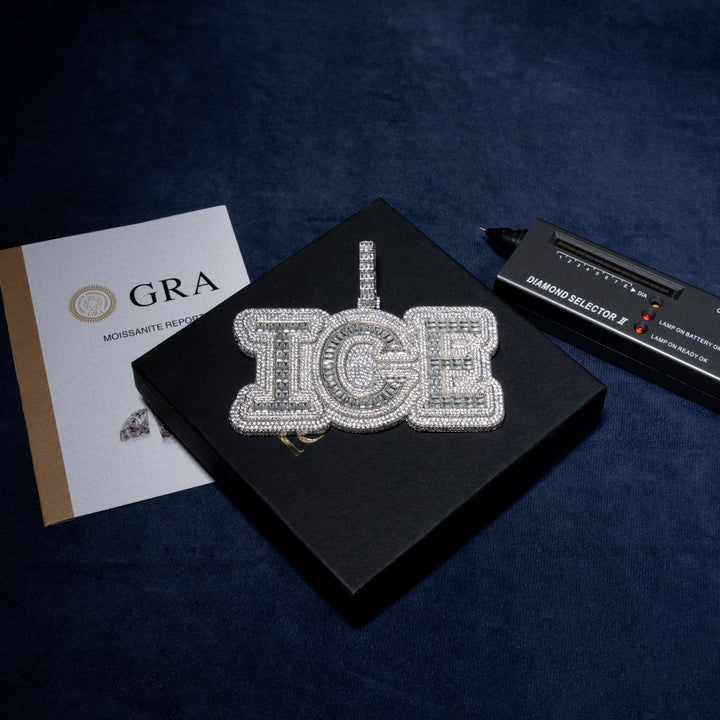 Custom Baguette Letter Pendant - Moissanite & S925