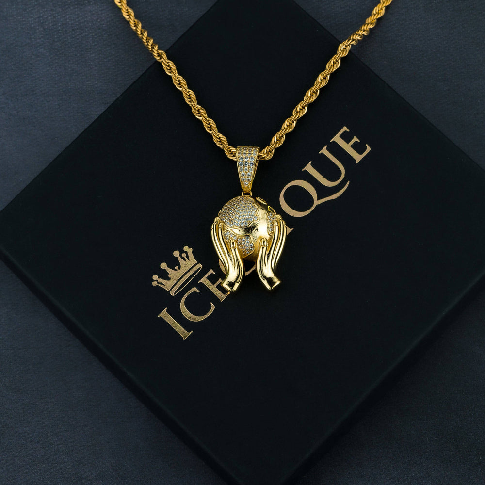 Iced Globe Pendant - ICECLIQUE JEWELRY 