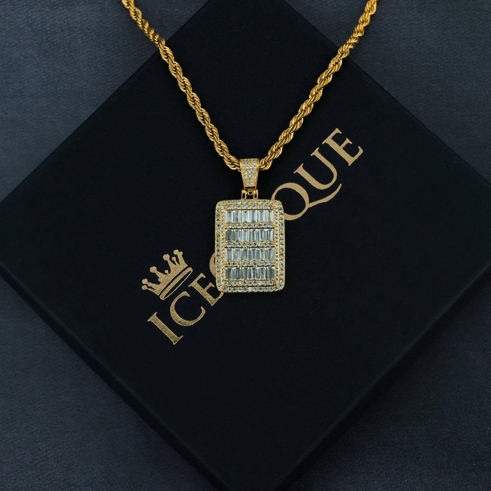 Baguette Dog Tag Pendant - ICECLIQUE JEWELRY 