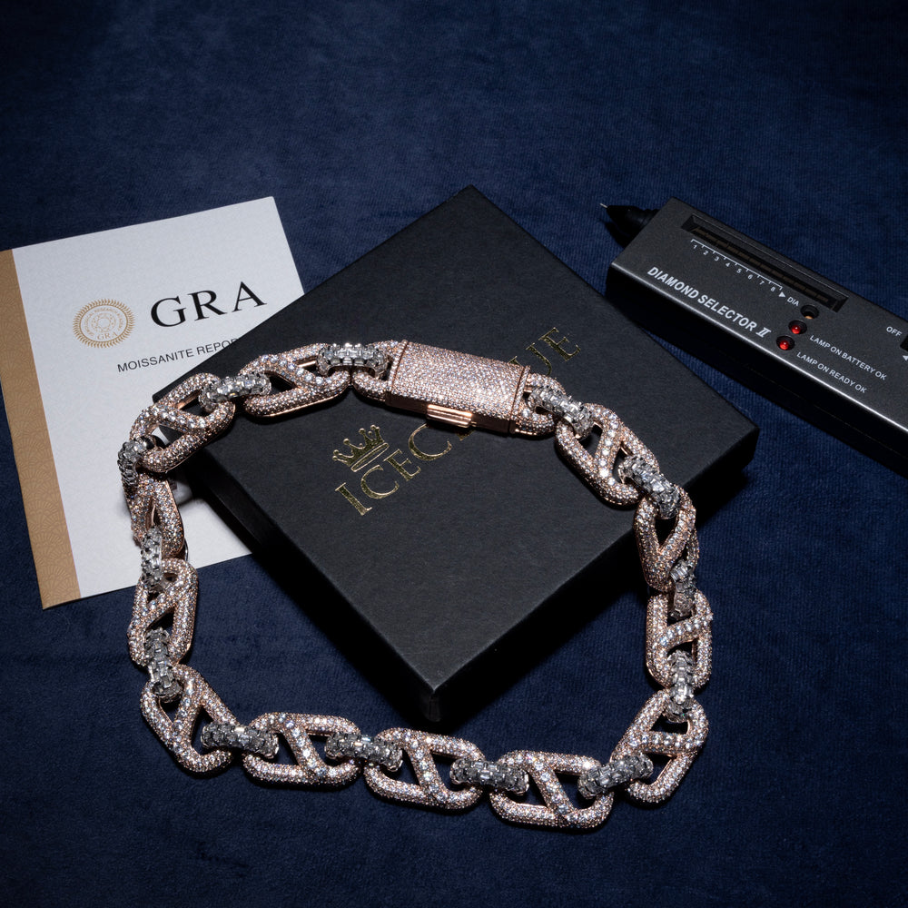 20MM Multi-Color Mariner Link Chain - Moissanite &S925 - ICECLIQUE JEWELRY 