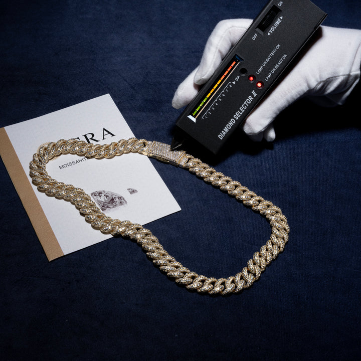 13-20MM Micro Pave Cuban Chain - Moissanite & S925