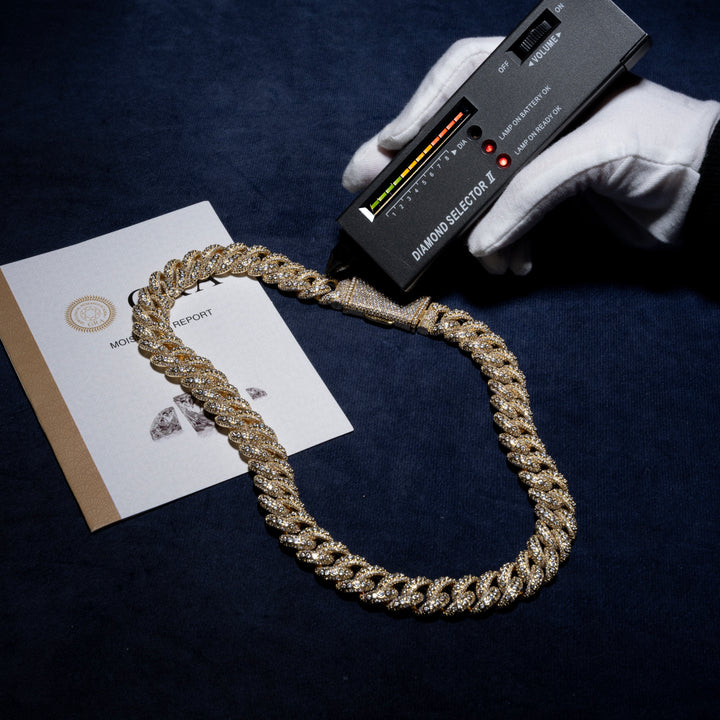 13-20MM Micro Pave Cuban Chain - Moissanite & S925