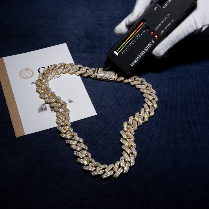 18MM 4-Row Cuban Chain - Moissanite & S925