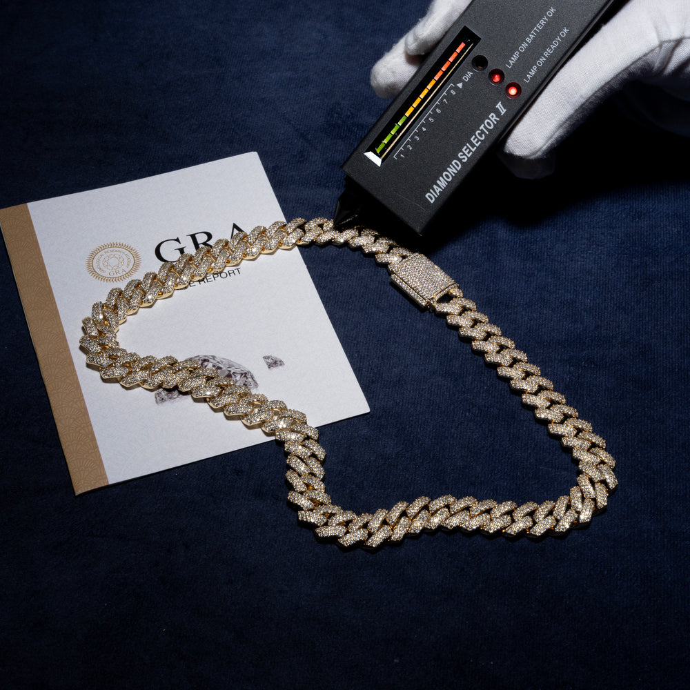 14MM Cuban Chain - Moissanite & S925 - ICECLIQUE JEWELRY 
