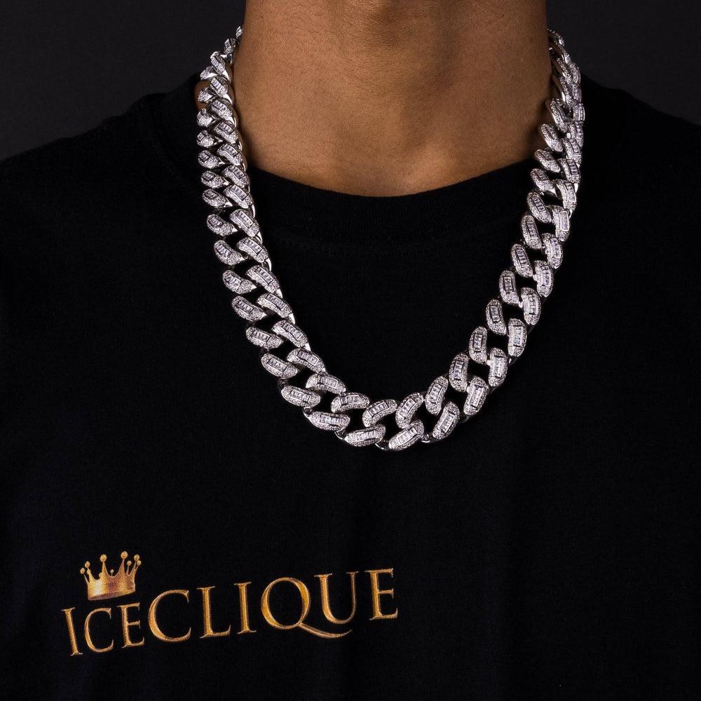 22mm Baguette Cuban Chain - ICECLIQUE JEWELRY 