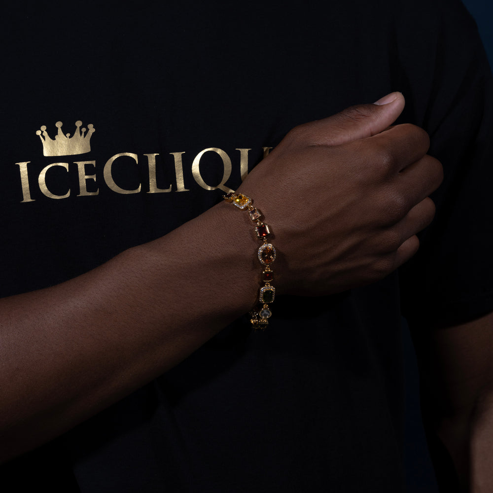 10MM Coloured Stone Bracelet - ICECLIQUE JEWELRY 