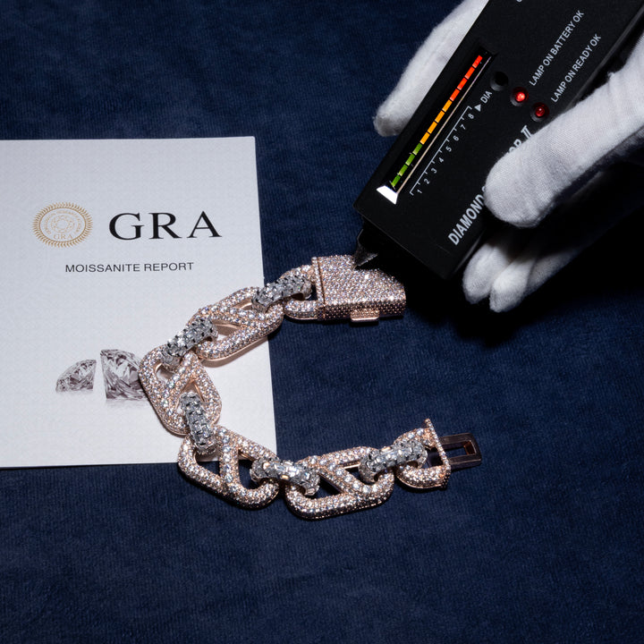 20MM Multi-Color Mariner Link Bracelet - Moissanite &S925