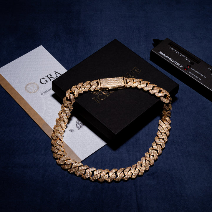 18MM 4-Row Cuban Chain - Moissanite & S925