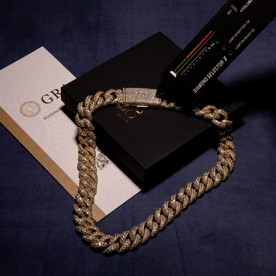 18MM Micro Pave Cuban Chain - Moissanite & S925