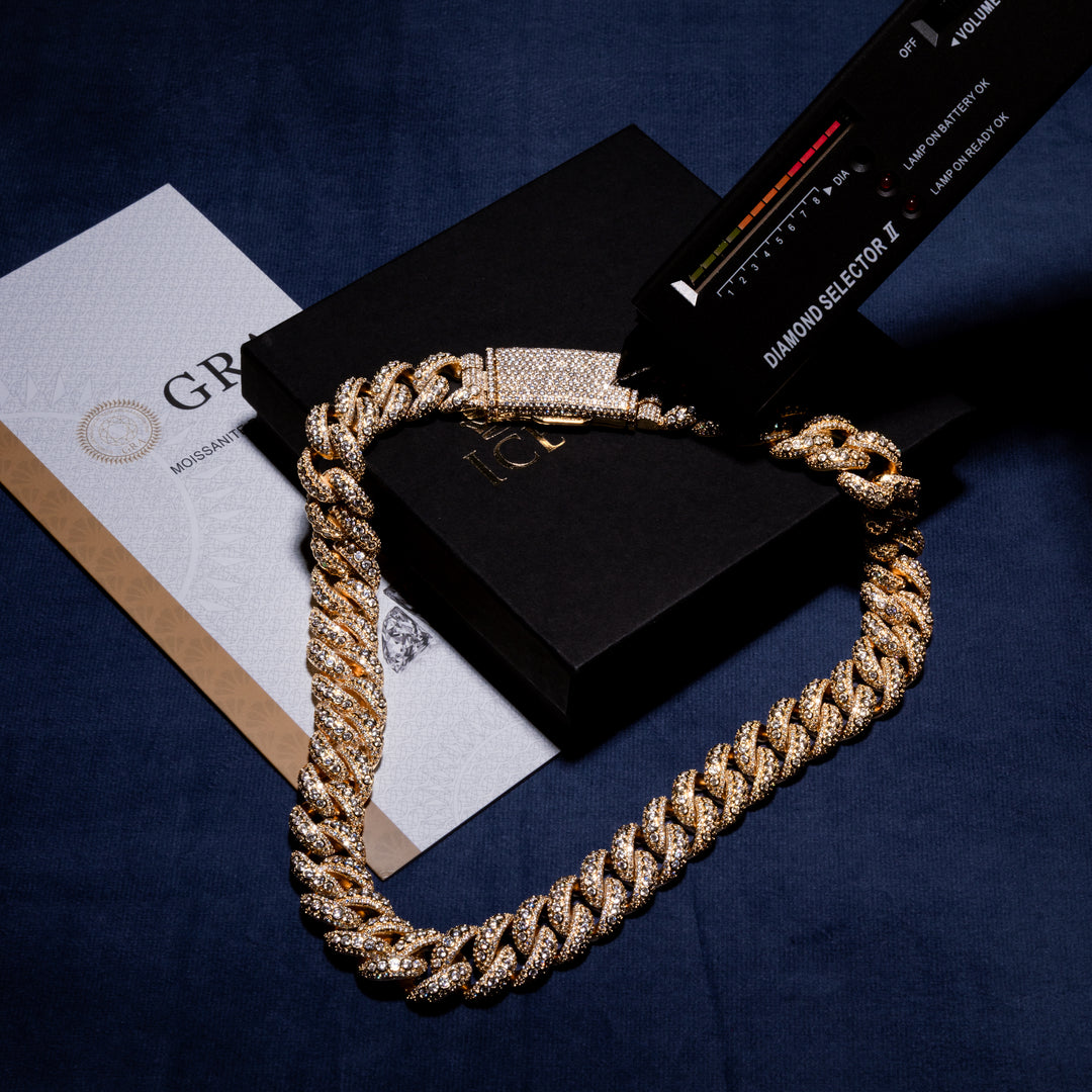 18MM Micro Pave Cuban Chain - Moissanite & S925