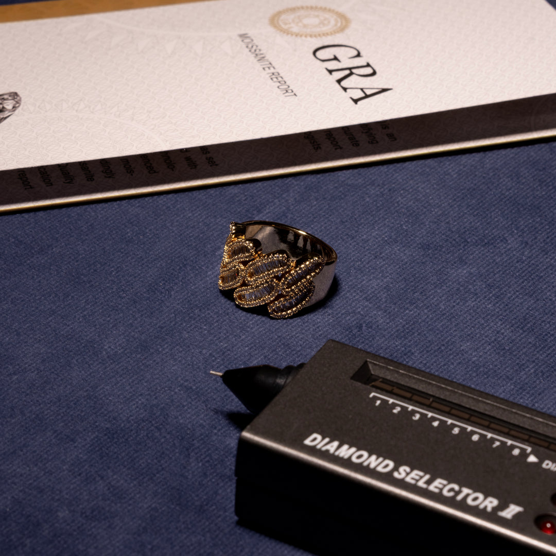 Baguette Cuban Ring - Moissanite & S925