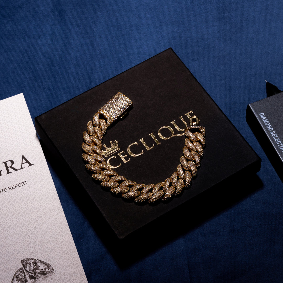 16MM Micro-Pave Cuban Bracelet - Moissanite & S925