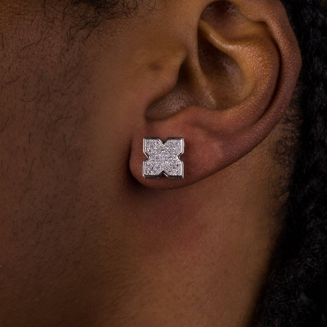 9mm Iced Flower Shape Earrings