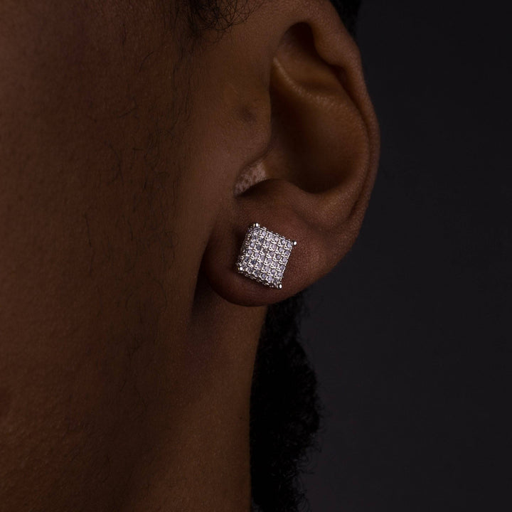 12mm Iced Square Cluster Earrings
