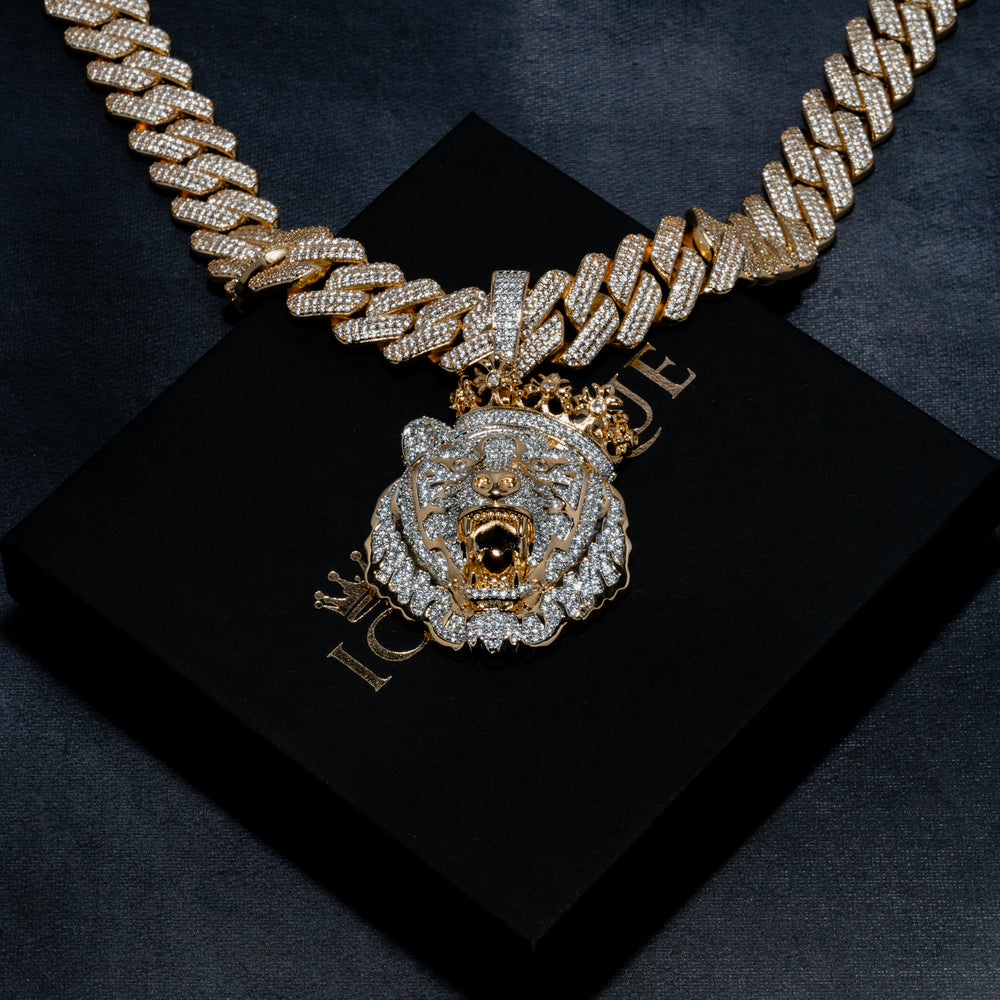 Iced Crowned Lion Pendant - ICECLIQUE JEWELRY 