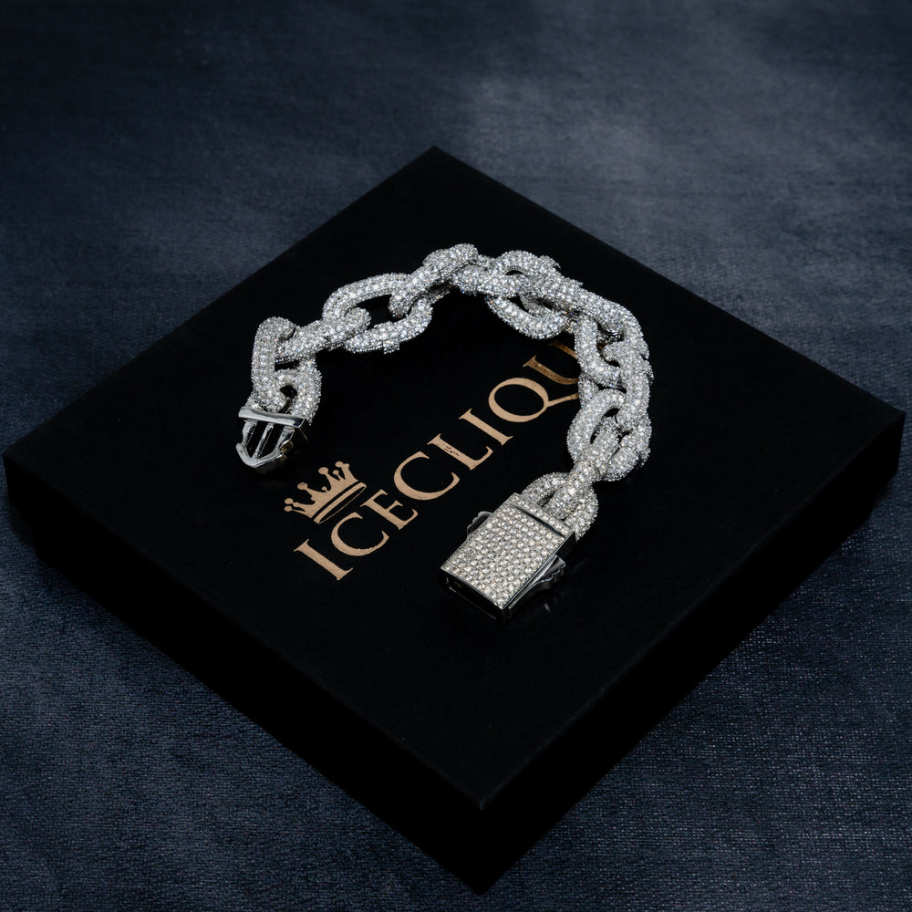 18MM Figaro Link Bracelet - ICECLIQUE JEWELRY 