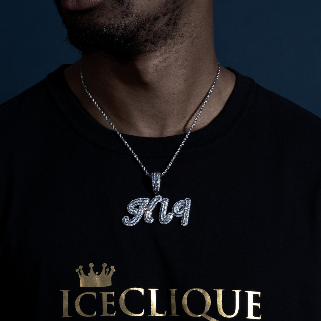 Custom Cursive Letter Pendant - ICECLIQUE JEWELRY 