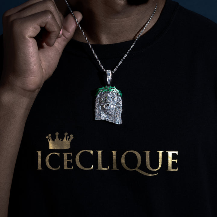 Glow In The Dark Jesus Pendant - ICECLIQUE JEWELRY 