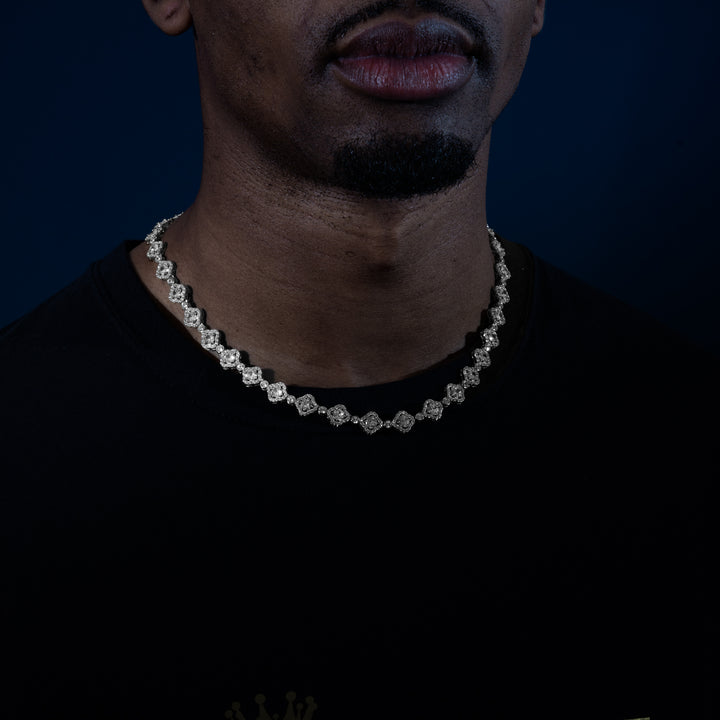 8mm Square Link Chain - Moissanite & S925