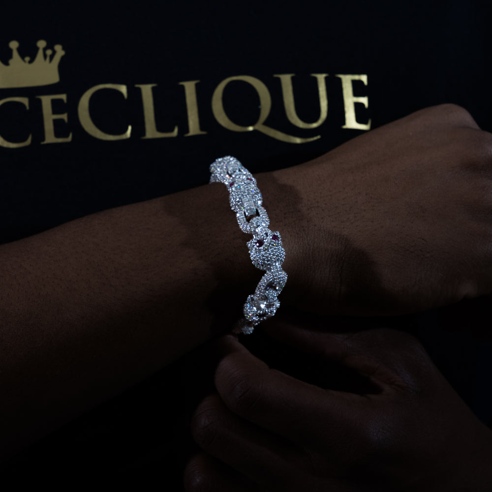 15MM Skull Bracelet - Moissanite & S925 - ICECLIQUE JEWELRY 
