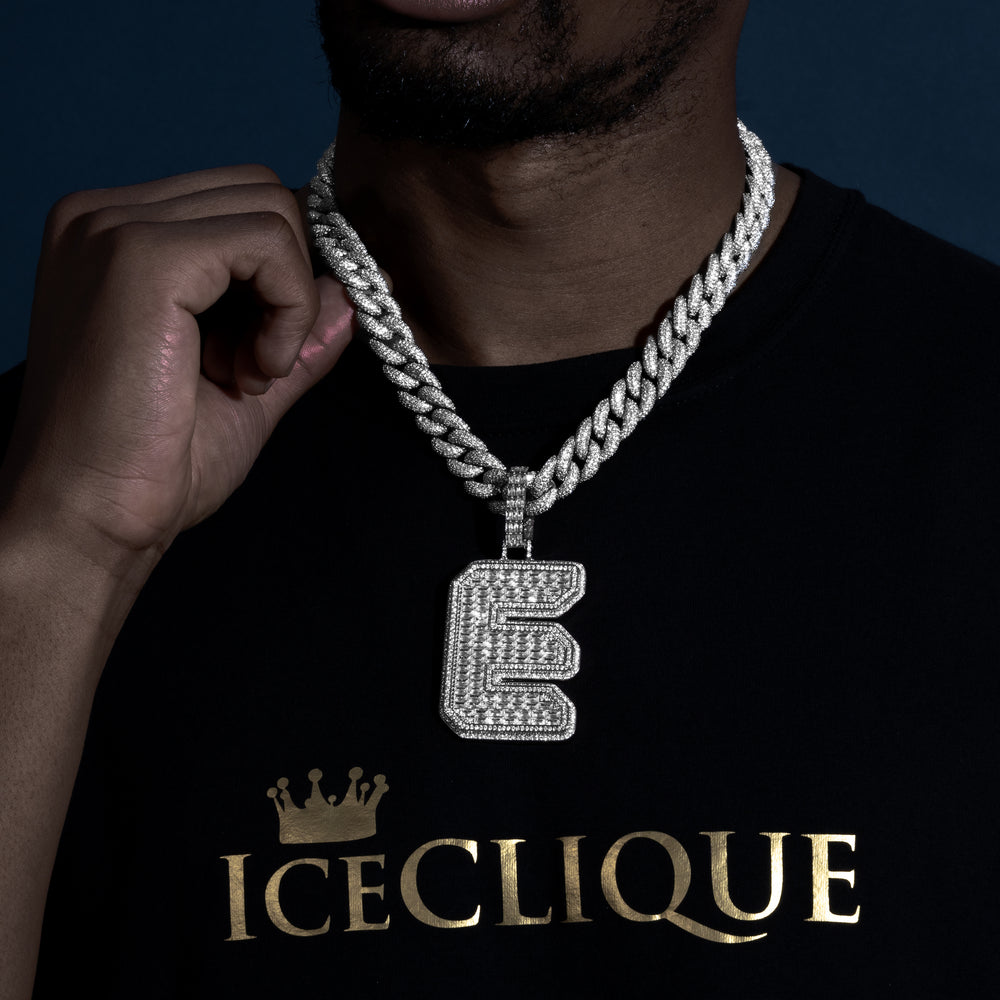 Custom Single Baguette Letter Pendant - ICECLIQUE JEWELRY 