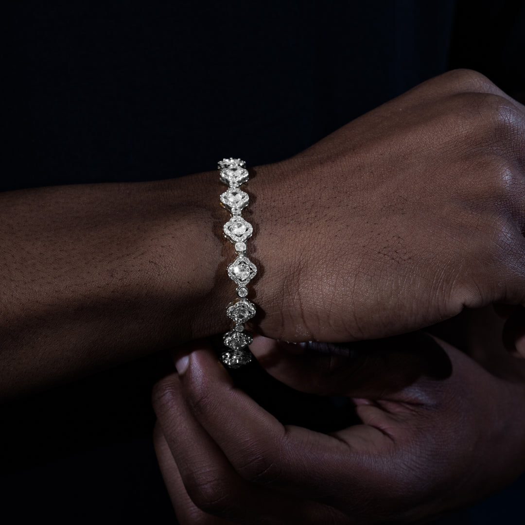 8MM Square Link Bracelet - Moissanite & S925