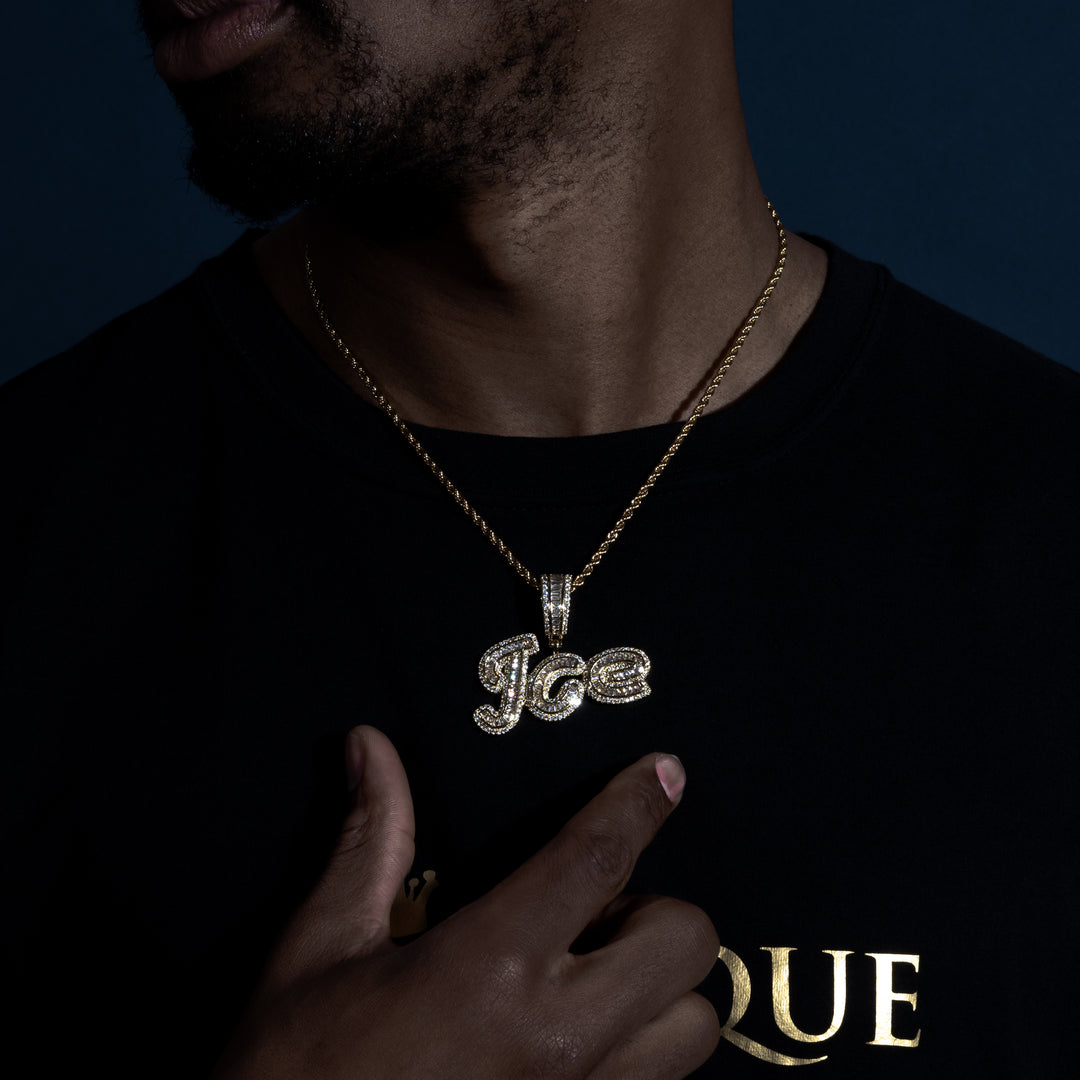 Custom Cursive Letter Pendant - ICECLIQUE JEWELRY 
