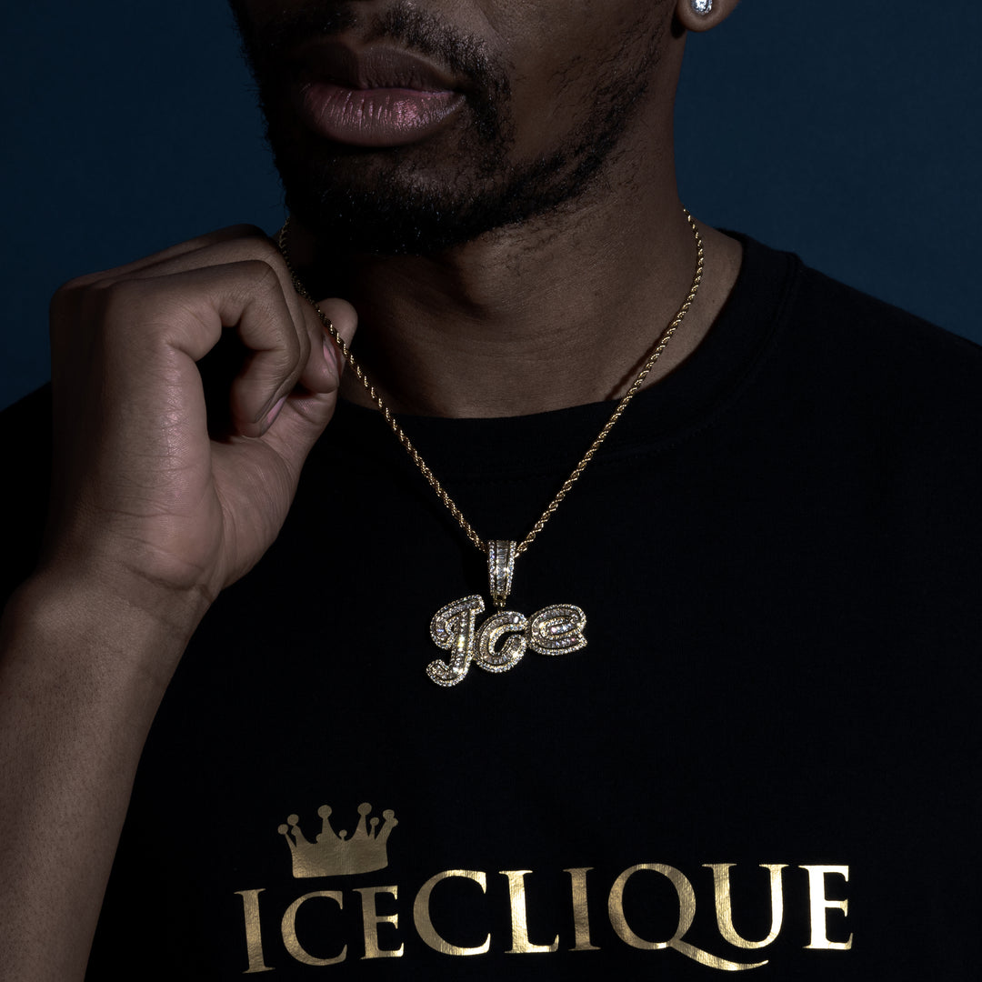 Custom Cursive Letter Pendant - ICECLIQUE JEWELRY 