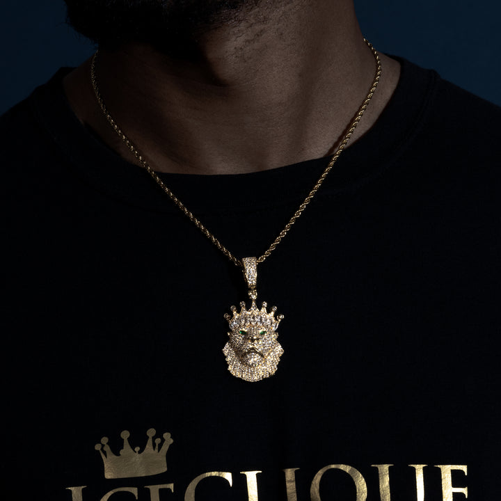 Crowned Lion Pendant - ICECLIQUE JEWELRY 