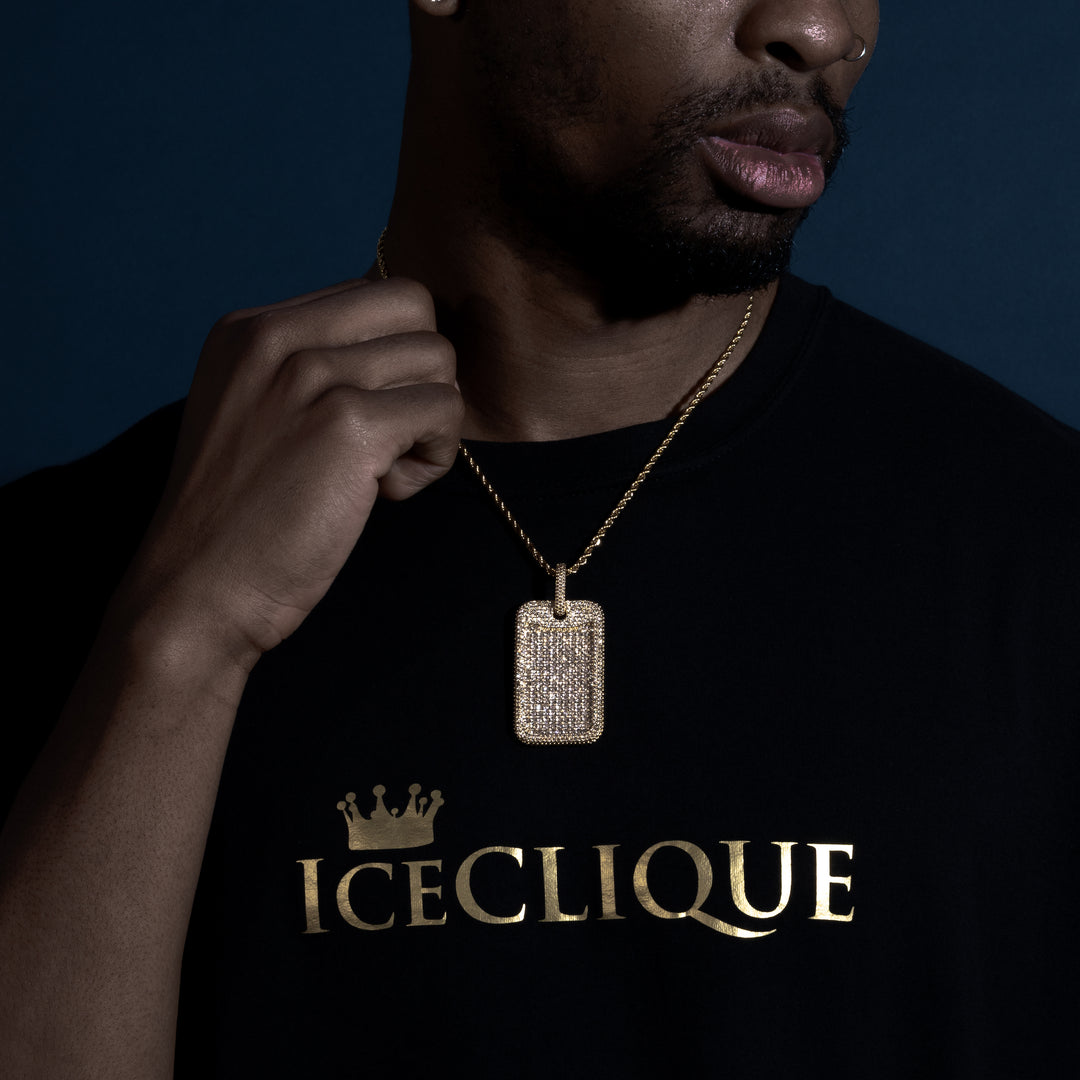 Big Dog Tag Pendant - ICECLIQUE JEWELRY 