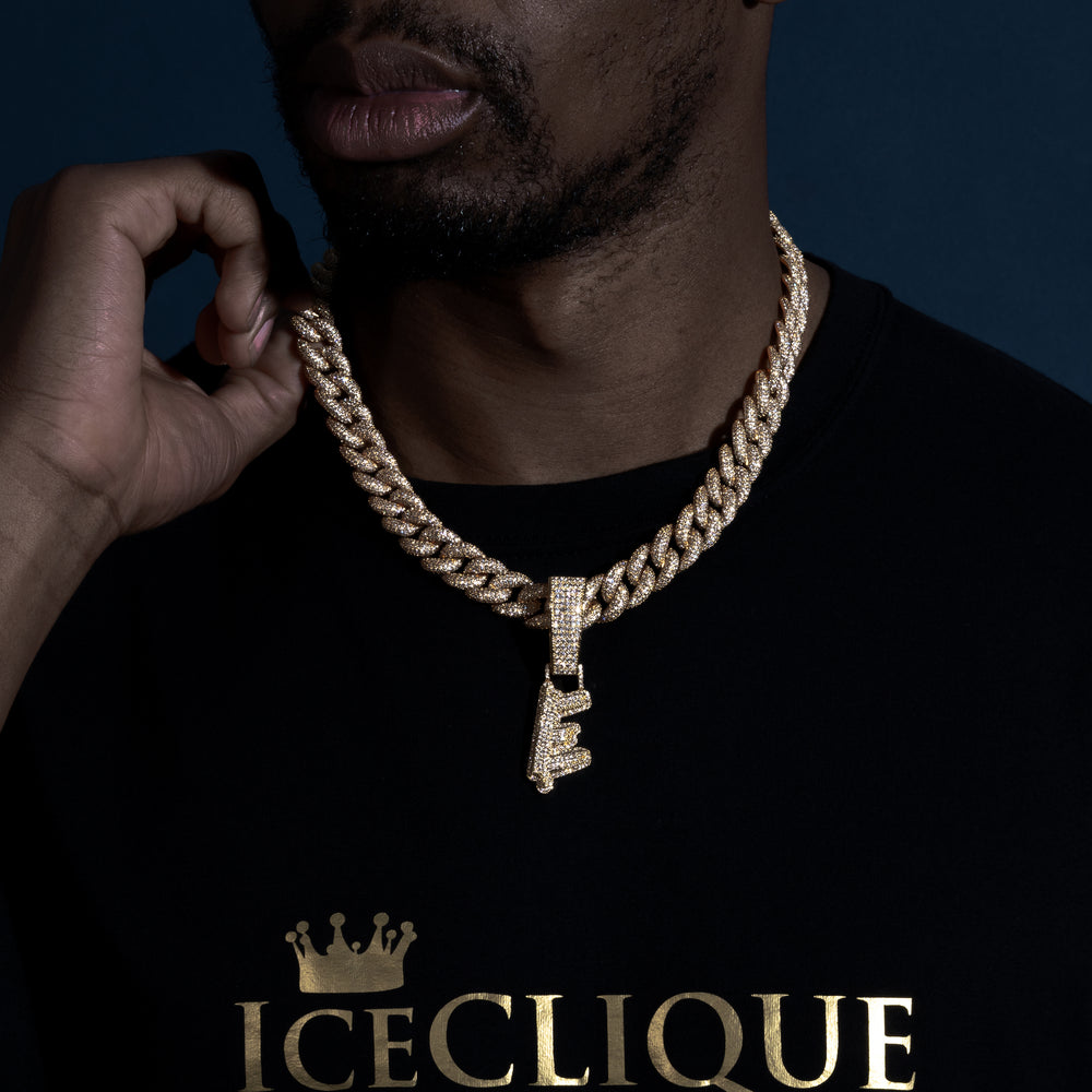 Custom Single Solid Base Letter Pendant - ICECLIQUE JEWELRY 