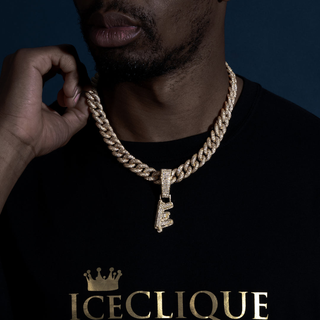 Custom Single Solid Base Letter Pendant - ICECLIQUE JEWELRY 