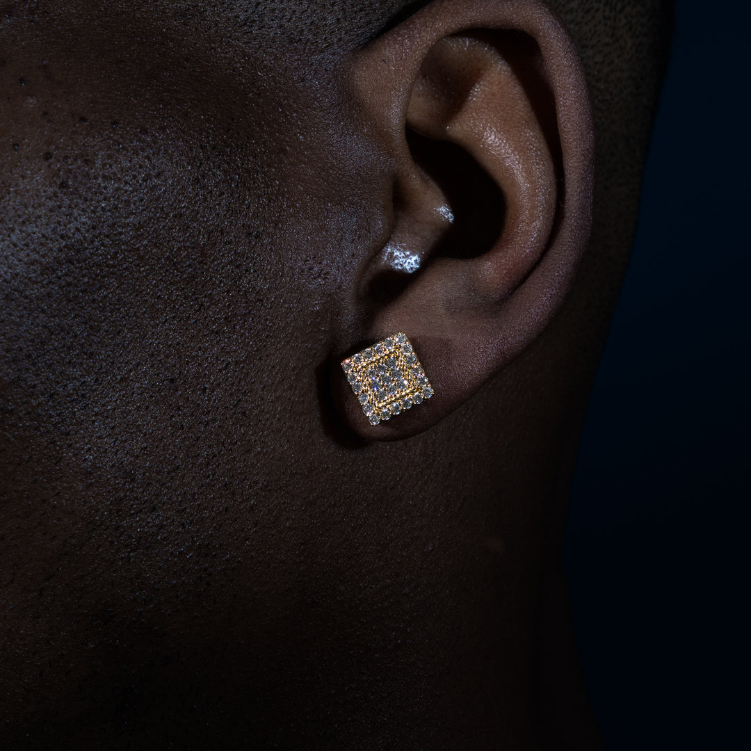 10mm 0.87ct Square Cluster Earrings - Moissanite & S925